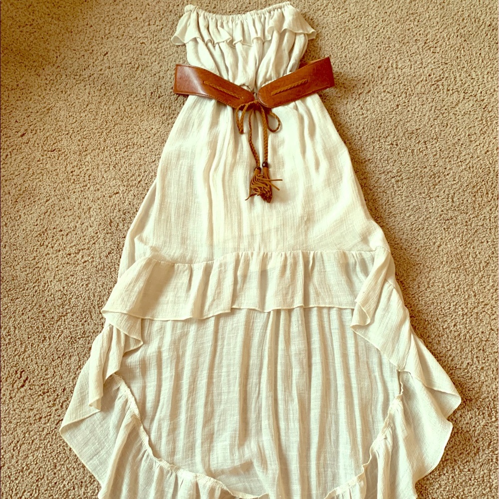 Tan Strapless Adam Levine High Low Dress